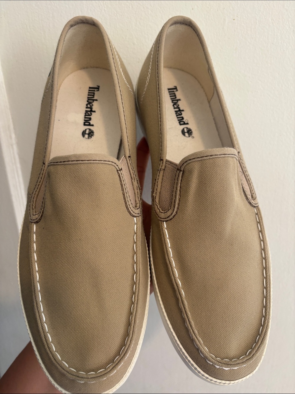 Timberland Tan Canvas Slip-On Loafers